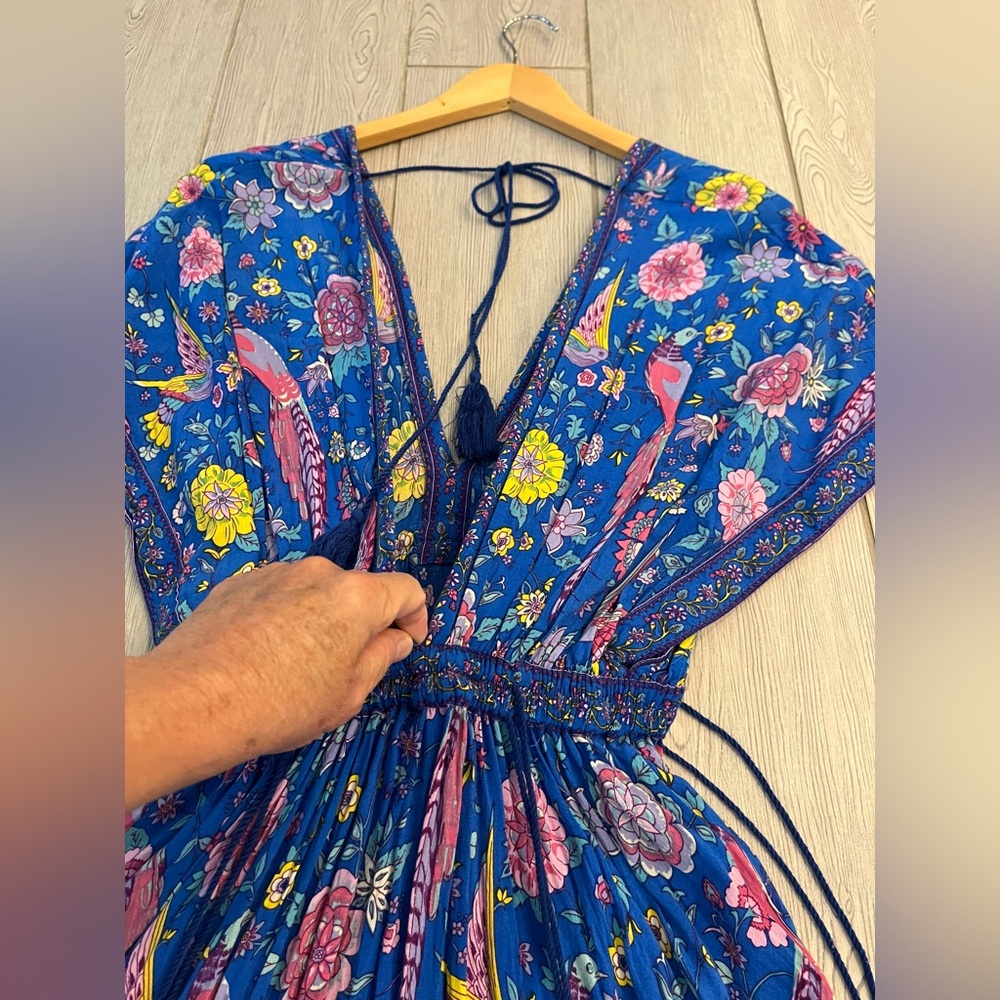 R. Vivomos Deepv Blue Floral Boho Maxi Dress - Picture 11 of 12